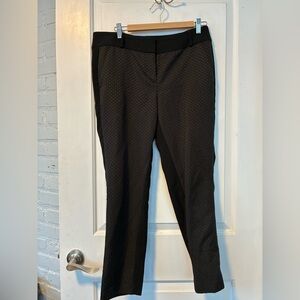 Loft black satin and gold paneled dress pants